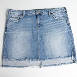Silver Jeans Co Francy Distressed Denim Mini Skirt Womens‎ 14 Mid Rise Western